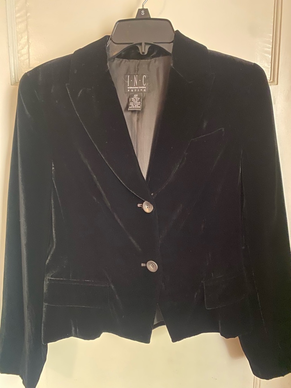 INC International Concepts Black Velvet Tailored Blazer